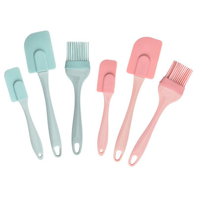 Pinkes Silikonschaber Drei-Teile-Set Hitzebeständige Spatulen BBQ Bürste Backwerkzeuge
