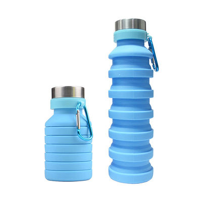 Verpackte tragbare Silikon-Sportflasche für Reisen Fitnessstudio Camping undicht und faltbar