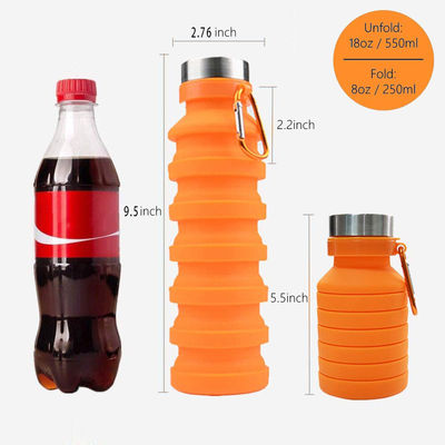 Verpackte tragbare Silikon-Sportflasche für Reisen Fitnessstudio Camping undicht und faltbar