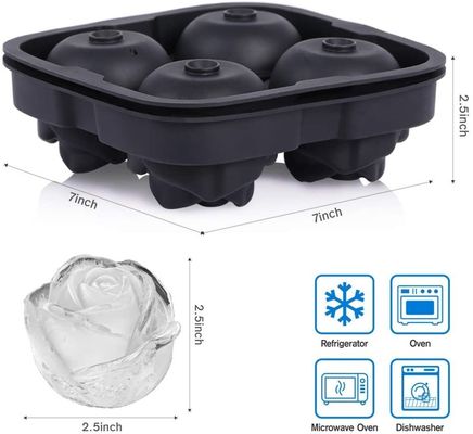 Silikon Rose Eiskugel Maker Einfache Freisetzung Großer Eiswürfel für Cocktail Snack Trays