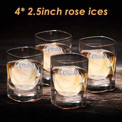 Silikon Rose Eiskugel Maker Einfache Freisetzung Großer Eiswürfel für Cocktail Snack Trays