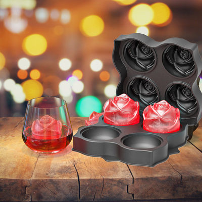 Silikon Rose Eiskugel Maker Einfache Freisetzung Großer Eiswürfel für Cocktail Snack Trays