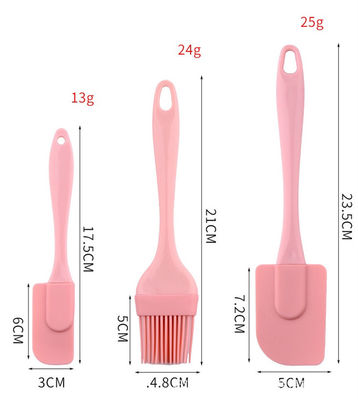 Pinkes Silikonschaber Drei-Teile-Set Hitzebeständige Spatulen BBQ Bürste Backwerkzeuge