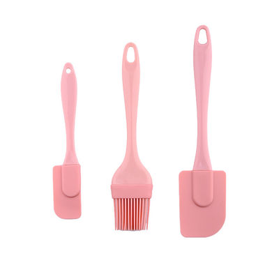 Pinkes Silikonschaber Drei-Teile-Set Hitzebeständige Spatulen BBQ Bürste Backwerkzeuge