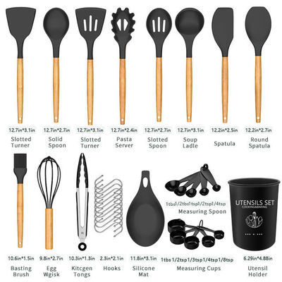 24 Stück nicht klebendes Holzgriff Silikon Küchengadget-Set mit individuellen Optionen