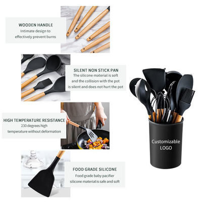 24 Stück nicht klebendes Holzgriff Silikon Küchengadget-Set mit individuellen Optionen
