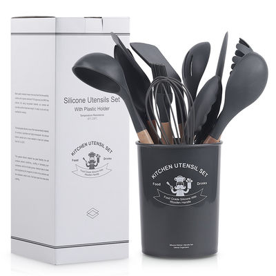 12-teiliges Silicone-Küchenutensilien-Set mit Holzgriffe