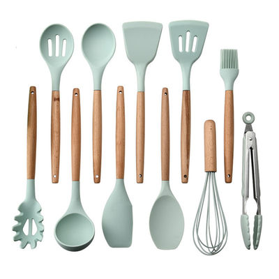 12-teiliges Silicone-Küchenutensilien-Set mit Holzgriffe