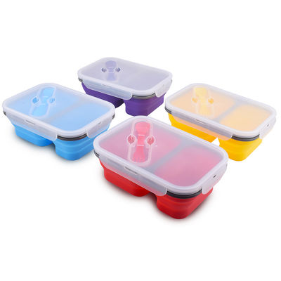3 Abteilungen Kinder Lecksicher Bento Wiederverwendbare Lebensmittelbehälter mit Gabel